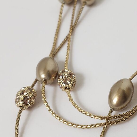 VINTAGE MONET Triple Strand Matte and Crystal Necklace - Picture 2 of 6